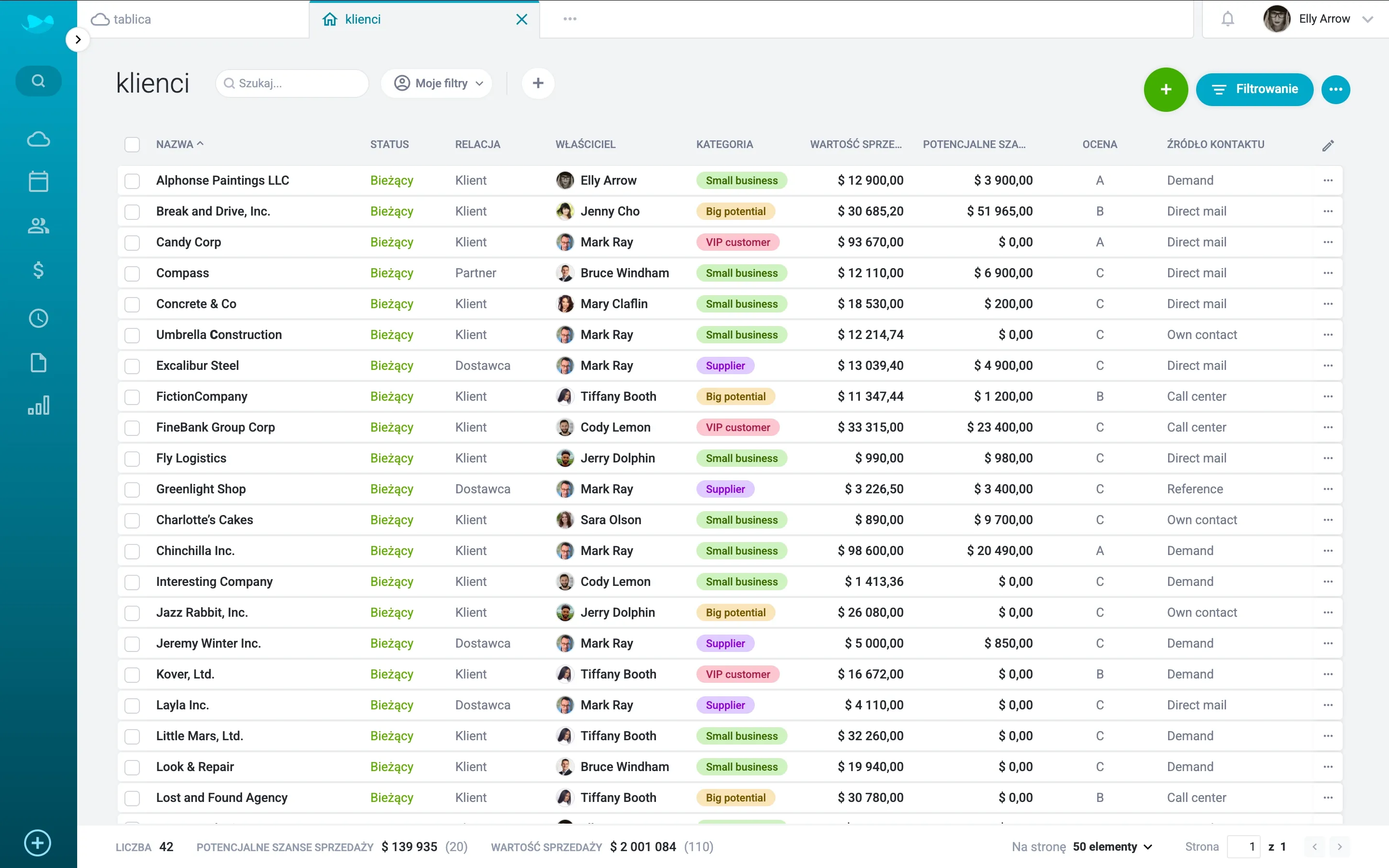 Lista klientów – pełny przegląd relacji.