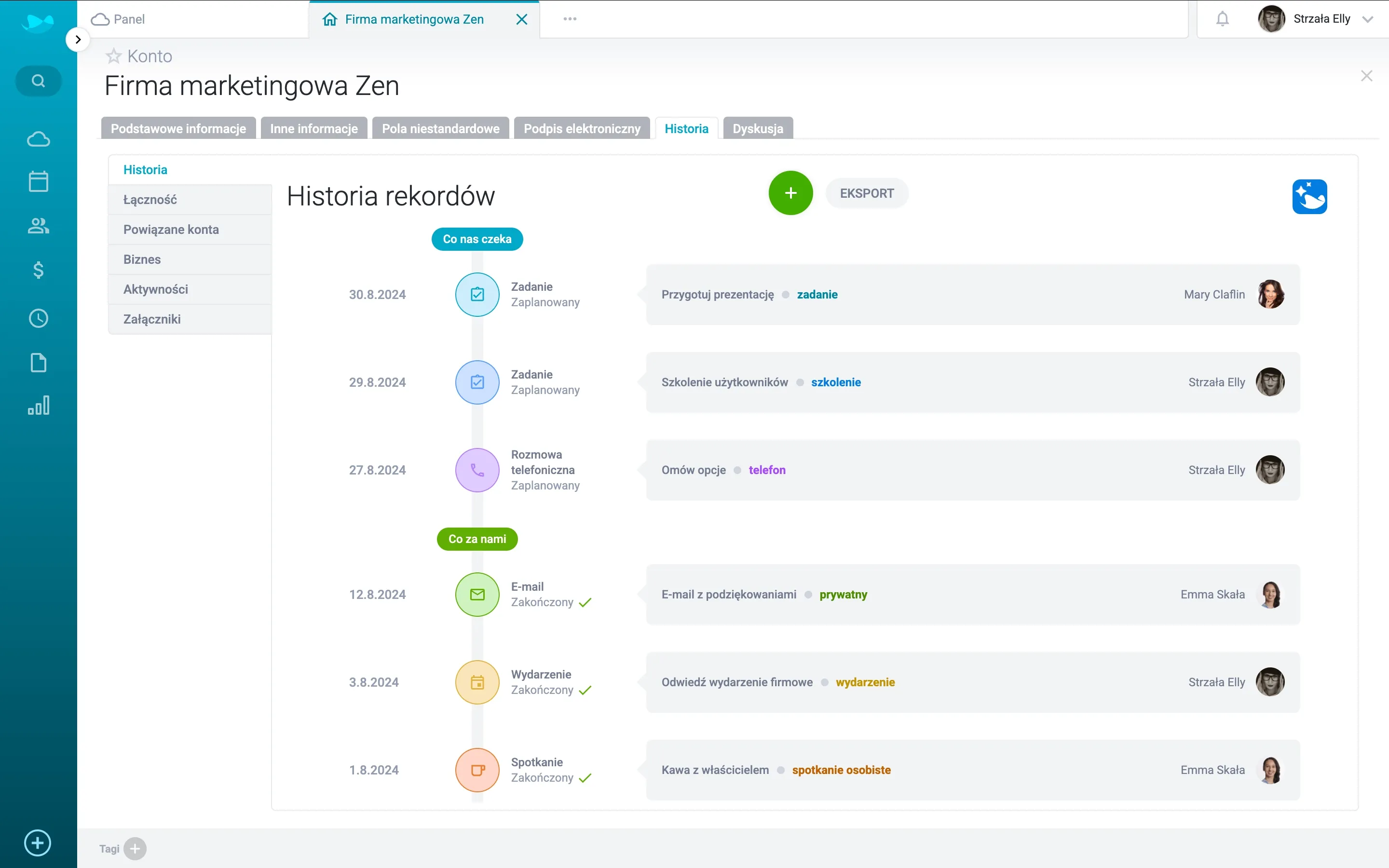 Karta klienta – historia działań i kontaktów.