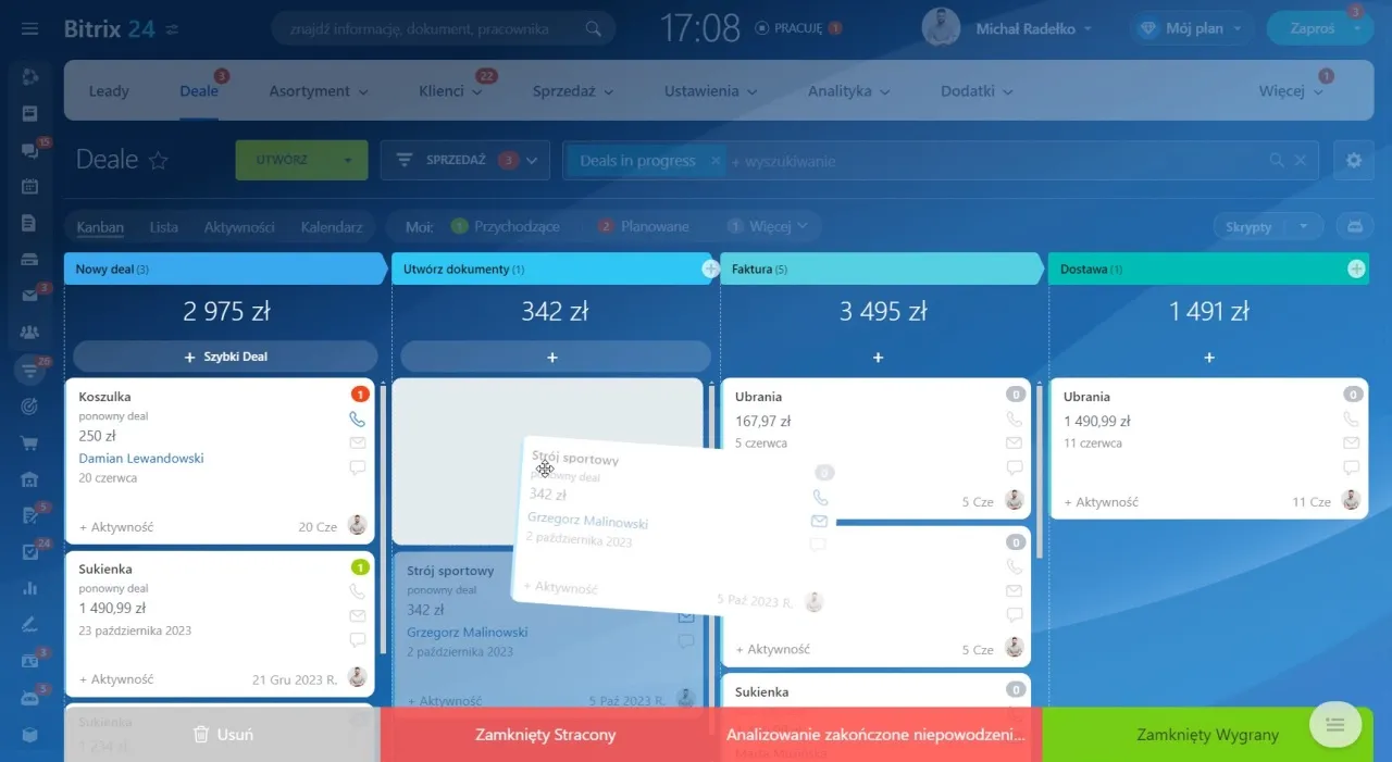 Digital project management dashboard showing cards in various stages with a central pop-up.