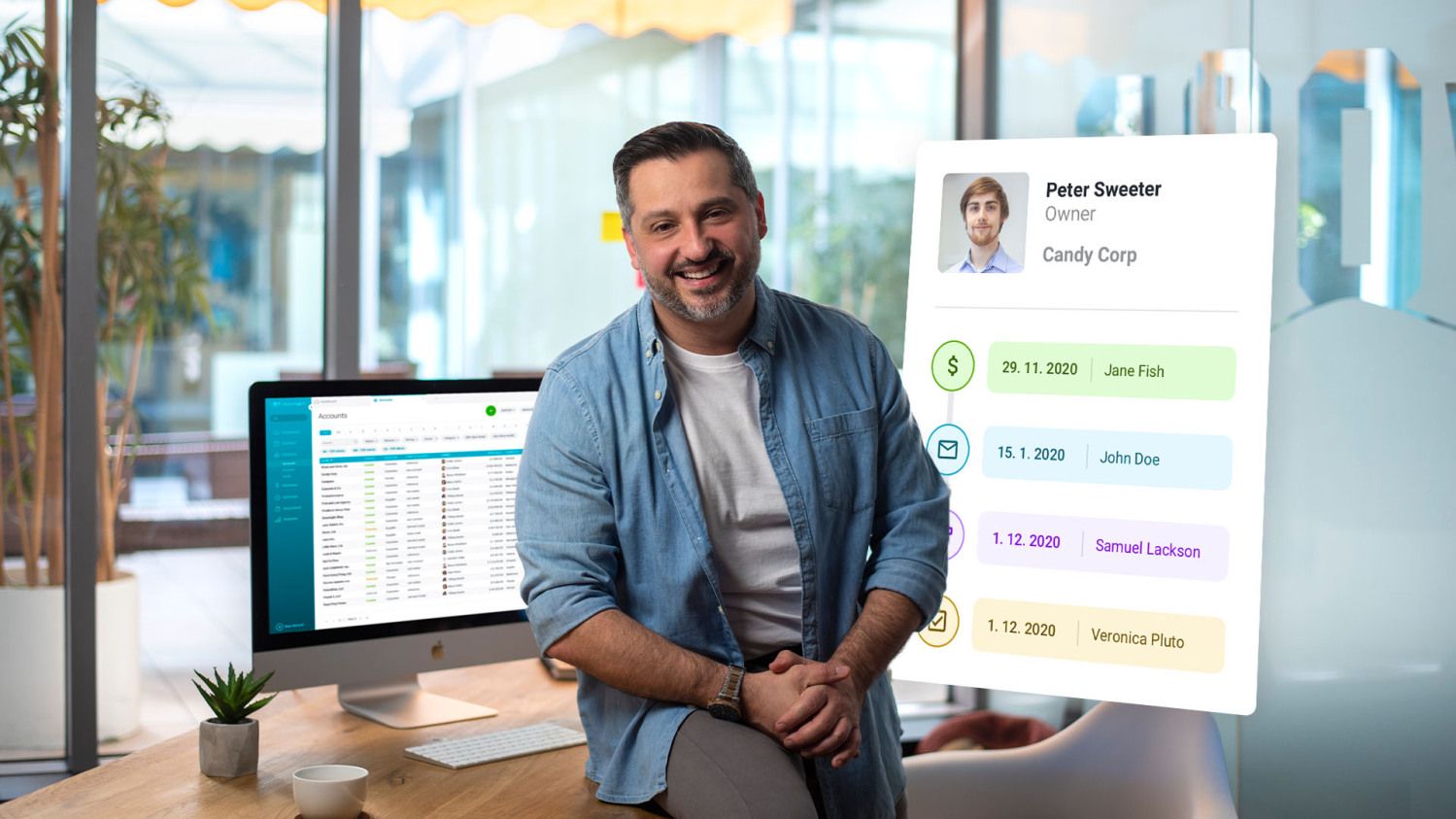 User-friendly interface of a simple CRM showing an overview of deals and contacts |Raynet CRM