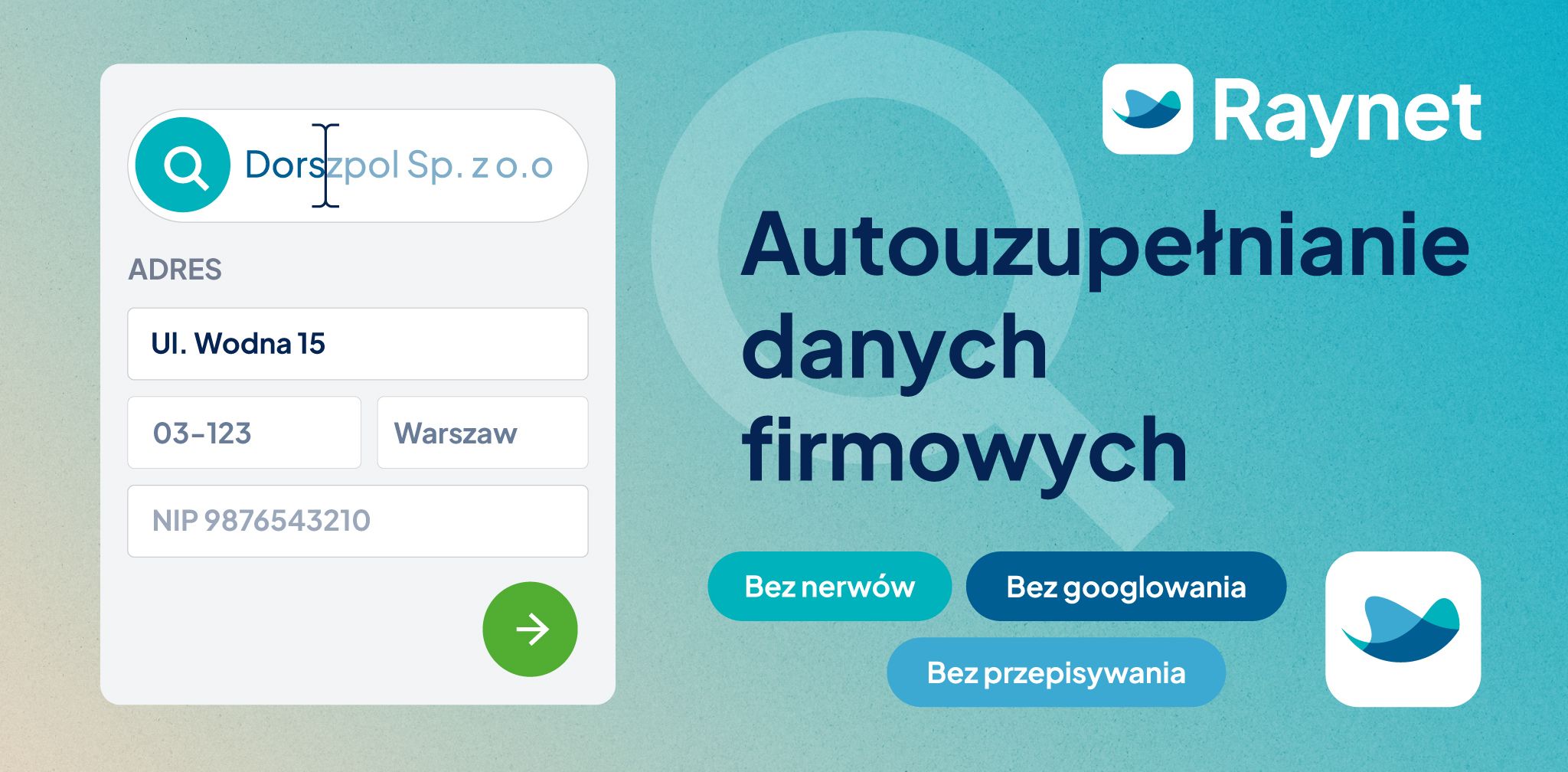 Autouzupelnianie danych firmowych | Raynet CRM