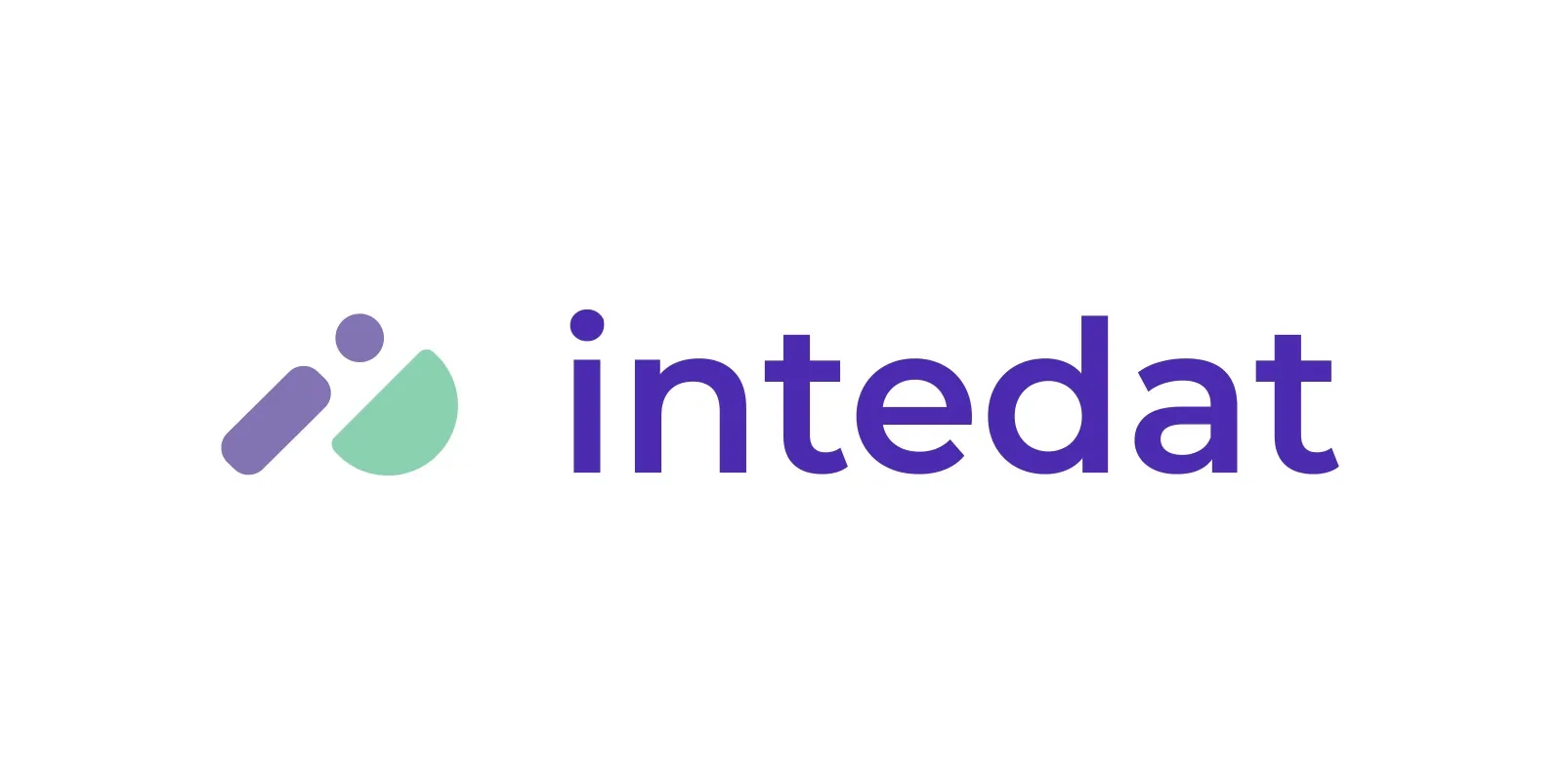 Intedat logo featuring purple text and a stylized icon in purple and light green.