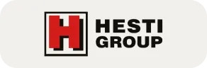 Logo společnosti HESTI GROUP s červeným písmenem H a černým textem.