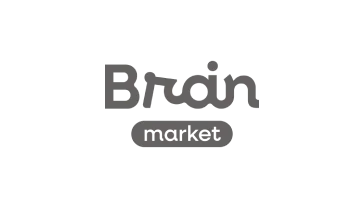 Logo Brain Market s moderním tmavým nápisem a minimalistickým designem.