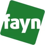 The Fayn logo features the word 'fayn' in white lowercase letters on a tilted green square.
