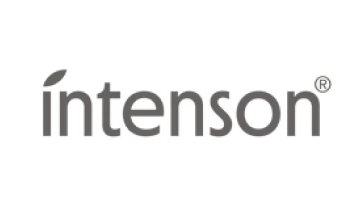 Intenson logo features its name in a dark grey stylized font.