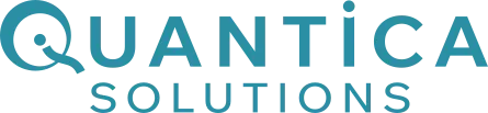 The logo for Quantica Solutions, featuring teal text on a dark background.